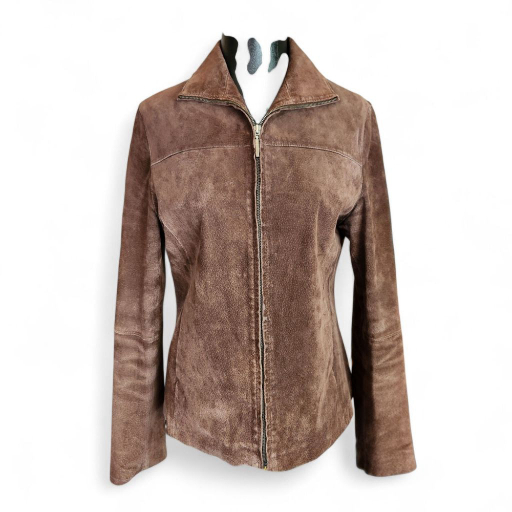 Boston Harbour Brown Suede Leather Jacket Women's M - Picture 2 of 7